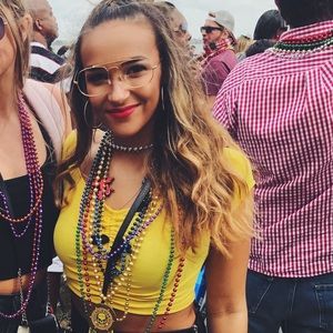 Yellow cinched crop top